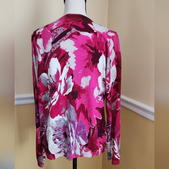Talbots Vibrant Pinks and Gray Sweater EUC Size L Gorgeous ❤️ - Picture 5 of 5
